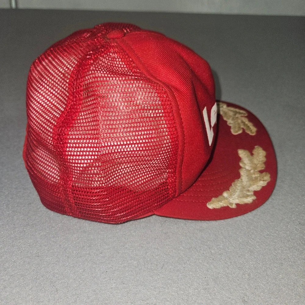 VTG LeeBoy Pavers Maintainers Trucker Hat Red Scrambled Eggs Made in USA Sz OSFA
